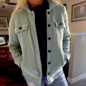 Madewell all cotton Pale green Shacket with pockets S